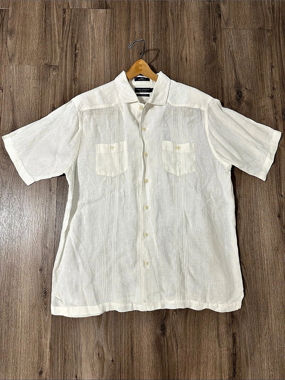 Daniel Cremieux Collection Linen Guayabera Shirt White Medium